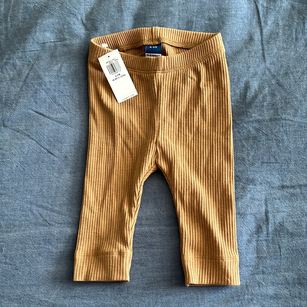 Old Navy Tan Ribbed Baby Leggings 0-3 Months